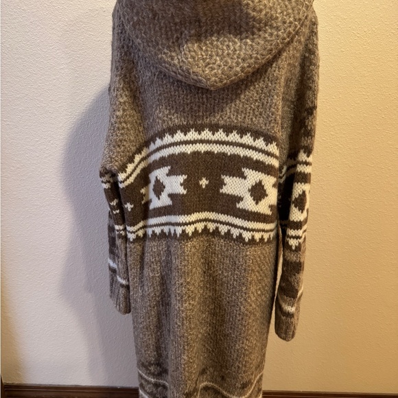 Gorgeous Faherty Cozy Hooded Knit Sweater - Brown and White-NWT - Picture 2 of 7